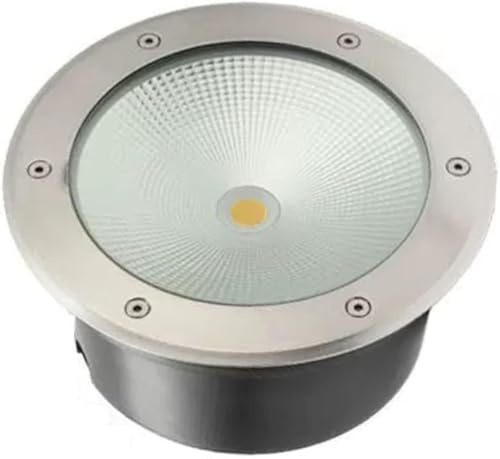 COB LED Waterproof Stainless Steel Recessed Floor Spotlight - Round Inground Light for Outdoor Plaza, Garden, Driveway & Porch Lighting | IP65 Embedded Design(Cold White,50W(250 * 90mm))