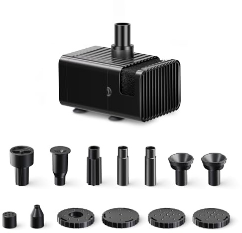 Biling Fountain Pump Set 10V 300L/H for 1.5W-8W Solar Bird Bath Fountain Solar Pond Pump, Waterproof Mini Pump with Nozzles for Garden, Pond, Fish Tank, Aquariums