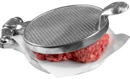 Presse à hamburger Pro-Grade - 11,4 cm - Antiadhésive - En fonte d'aluminium - Pour galettes de 1,8 kg - Presse ronde à hamburger - Outil de barbecue, préparation des repas, métal durable