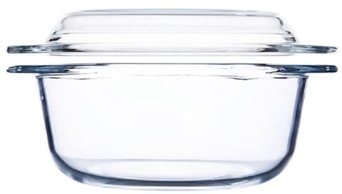 Ciieeo Recipiente de Vidrio Resistente al Calor 1l con Tapa para Microondas y Horno, Olla de Sopa Transparente, Apto para Temperaturas de 20 a 300 °c, Fácil de Limpiar, sin Juntas