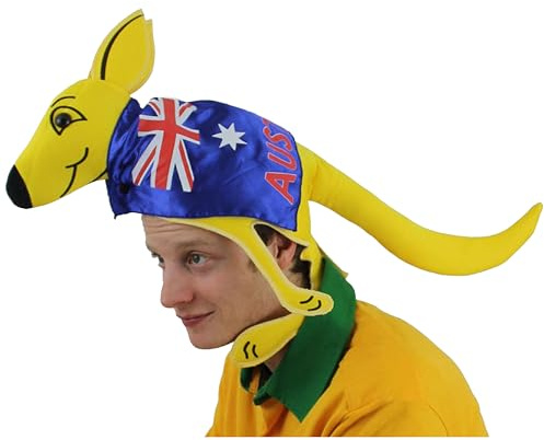Australian Kangaroo Hat with Cape – Fun Aussie Novelty Hat for Adults – Australia Day Party Accessory, Fancy Dress, Costume, Festival, Pub Crawl, Stag Party Bundle