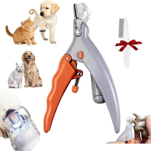 Generisch LED Krallenschere für Hunde und Katzen mit 5X Vergrößerung – Professionelle Nagelschere mit Sicherheitsstopp & Nagelfeile für Hunde, Katzen, Kleintiere (Hase, Meerschweinchen)