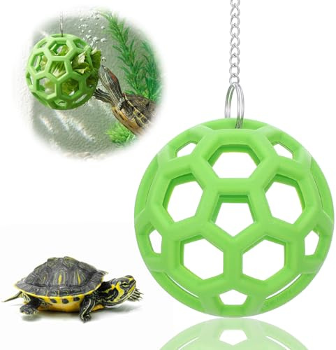 Turtle Toys for Aquatic Turtles Turtle Feeder Ball with Chain Silicone Floating Feeder Toys Red Eared Slider Tortoise Treat Ball Toy Tortoise Habitat Enclosure Accessories for Aquatic Turtles Tank