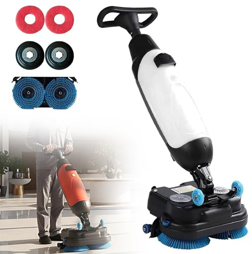 Autolaveuse de sols professionnelle sans fil, autoportée, double brosse de 43 cm, batterie 24 V 12 A, tête rotative à 360°, capacité de nettoyage de 1 115 m²/h pour carrelage et surfaces dur