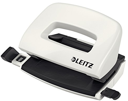 Leitz WOW Mini Hålslag, 10 ark, styrskena med formatmarkeringar, metall, vit, 50601001