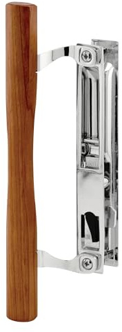 Prime-Line C 1148, Chrome Sliding Door Flush Latch Handle Set, 6-5/8in, Diecast Construction, Plated, Wood Pull, Pack of 1, 6-5/8 in