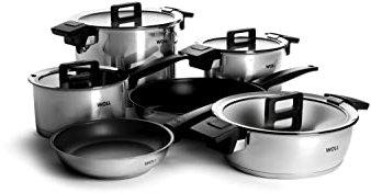 Woll Concept 10tlg, Topf- und Pfannenset, Induktiv - Geeignet für alle Herdarten, Edelstahl, backofenfest bis zu 200°, silber, 18 Ø