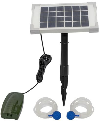 Oxbridge 2 Air Stone Aerator Pond Water 2.5W Aerator Oxygenator Solar Powered Oxygen Pump Garden, Aquarium Fish Tank
