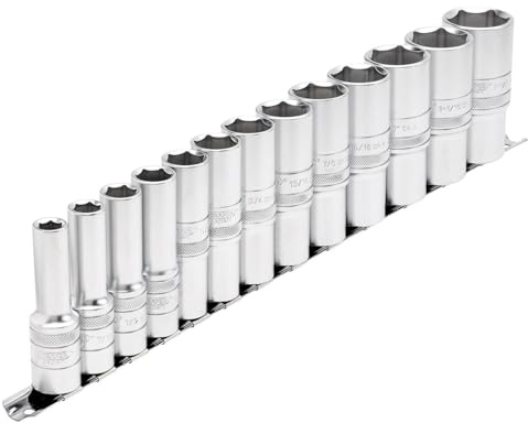 Draper 16500 1/2-Inch Square Drive Imperial 13 Piece Deep Socket Set , Blue