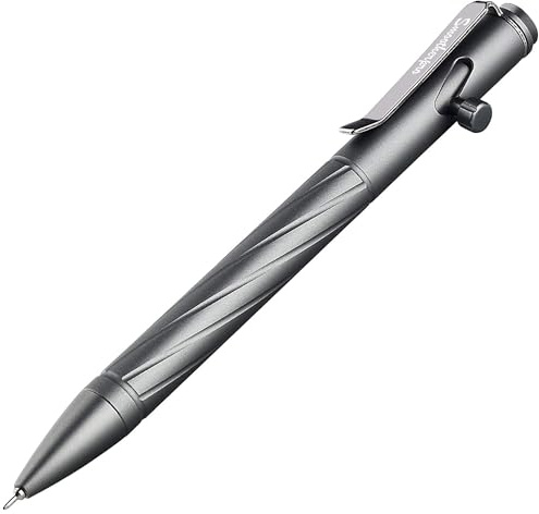 SMOOTHERPRO Bolt Action Stift Kugelschreiber Kompatibel mit Pentel-Mine | Aluminium, Edelstahl Clip, Robust, Langlebig, für Büro, Schule, Business, EDC, Unterschrift, Signatur, Grau