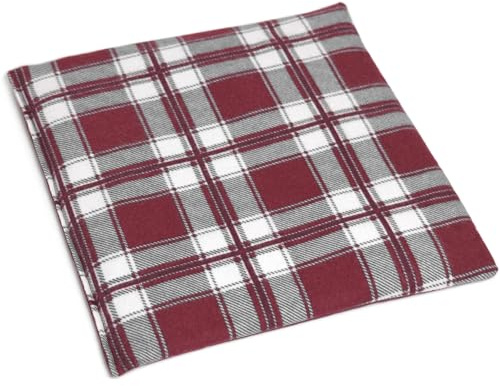 Cojín térmico de semillas de uva, 19 x 19 cm, franela a cuadros, color rojo