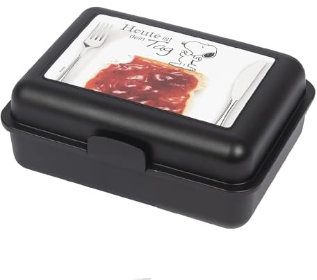 United Labels The Peanuts Brotdose mit Trennwand 17,5x12,8x6,9 cm, Schwarz, Snoopy Lunchbox Heute ist dein Tag, Brotbox spülmaschinenfest
