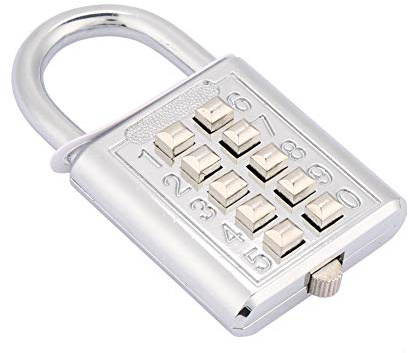 Lucchetto con 10 tastiere e password a 5 cifre Lucchetto senza chiave Grillo lucido in lega di zinco Lucchetto a combinazione con asta di bloccaggio 6 mm per(10-key electric silver)
