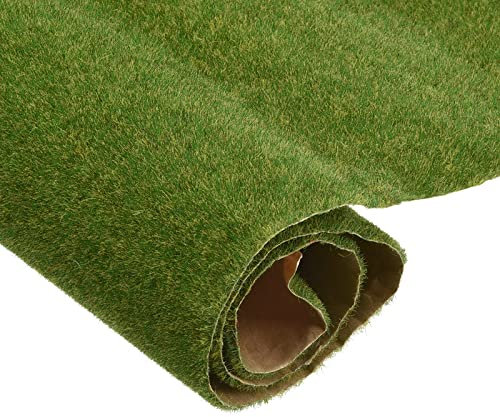 sourcing map Artificial Model Grass Mat 19.7 x 19.7 Lawn Green Small Realistic Fake Turf for Garden Lawn Decoration Model
