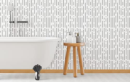 Myphotostation - Papel pintado de rayas cortas para despegar y pegar, extraíble, autoadhesivo, geométrico, moderno, papel tapiz geométrico de 20 pulgadas de ancho x 124 pulgadas de alto