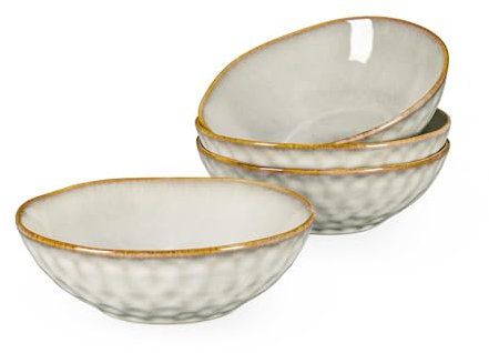 Plato de Porcelana Hueca, Poke Bowl / 4 Piece Soup Bowl - 800ml, Cuencos de cereales hechos a mano, Servicios de mesa de estilo retro beige