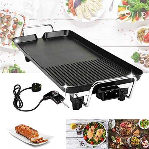 1500W Outdoor Indoor Griddle, Large Barbecue Hot Plate Electric Camping Teppanyaki, Non-stick Electric BBQ Grill Easy Clean Smokeless Griddle, 67x29.5x8.5cm