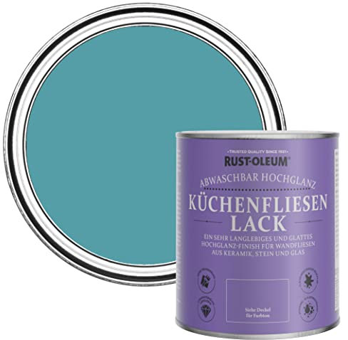 Rust-Oleum abwaschbare Küchenfliesenlack in blau mit Hochglanz Finish - Petrol 750ML