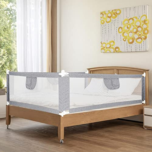 Tubiaz Griglia di protezione per lettino, 180 x 80 cm, per bambini, con rete ariosa, struttura stabile, facile da montare, colore: grigio