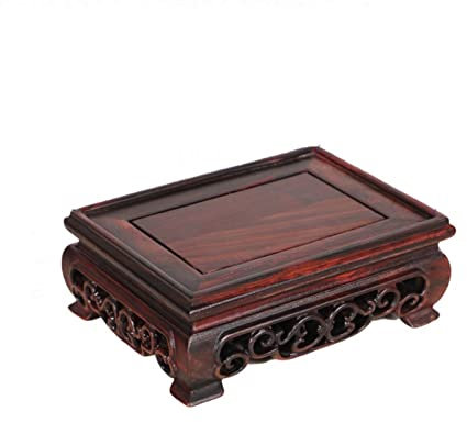 Plant Stand Vase Display Stands Wooden Vase Base Lamp Teapot Wooden Oriental Style Rectangular Base Red Rosewood Wood Carving Display Stand Teapot Vase Bonsai Base (Size : L)