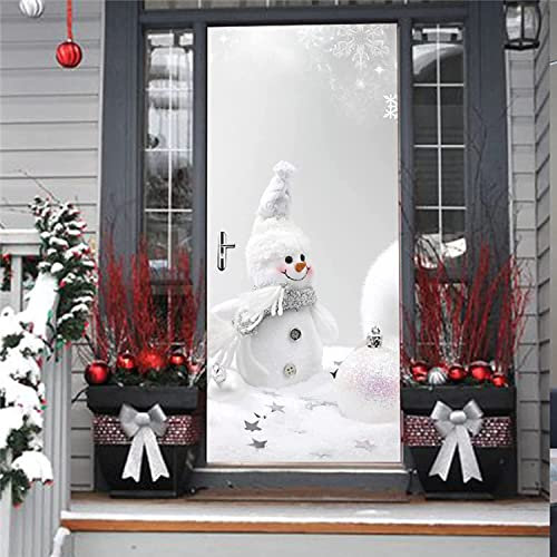 Türtapete Selbstklebend Winter Weihnachten Schneemann 90 X 200 Cm Türtapete Selbstklebend Türposter Fototapete Türfolie Poster Tapete 3D Türaufkleber Diy Türbild - Kinderzimmer Wohnzimmer Küche Schla