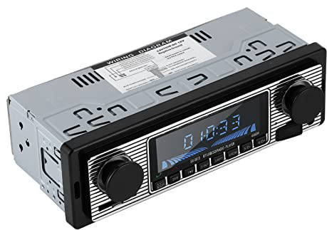 aqxreight Auto-Radio, Klassischer Auto-Stereo-MP3-Musik-Player mit USB, SD, AUX, FM, InDash-Kopfeinheit für Fahrräder, Motorräder (12V)