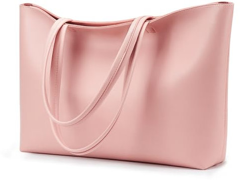 KALIDI Handtasche Damen Groß Shopper Tasche Damen PU Leder Tote Bag Wasserdichte Henkeltaschen mit Reißverschluss für Arbeit, Reisen, Einkauf, Schule Rosa