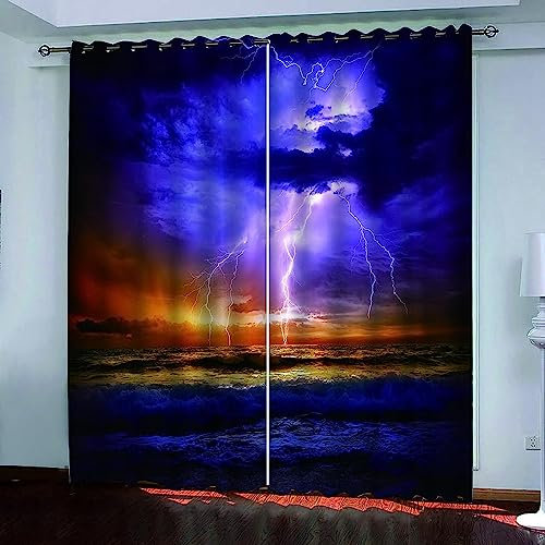 Schattierung Vorhänge Cooler Lila Blitz 3D Druck 2Er Set Isolierung Schalldichte Kinder Gardinen Blickdicht Mit Ösen Vorhang Fenster Für Wohnzimmer Schlafzimmer Balkon -9E0B2D2A8S0
