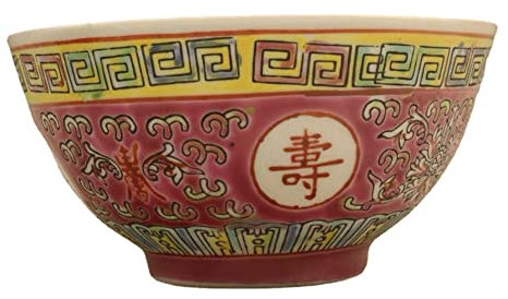 Porzellan im Hofstil Pastell-Porzellanschale, Porzellan-Reisschale im chinesischen antiken Palaststil, 11,5 cm, 4,5 Zoll, pastellrot, grün, ewiges Leben, Schüssel, Porzellan-Dekorationskollektion