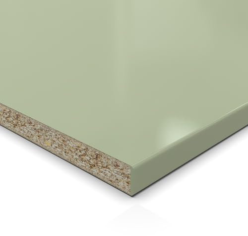 19mm Spanplatte Zuschnitt Avocado Green melaminharzbeschichtet Länge bis 200cm Dekorplatten Zuschnitte mit Umleimer Auswahl: 40 x 10 cm (ABS Kante lange Seite)