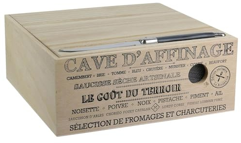 Cave à fromage avec couteau collection LE GOÛT DU TERROIR bois et noir