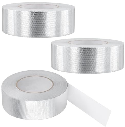 JIEHIN 3 Stück Aluminium Klebeband 50mm x 50 m, Alu Klebeband netzverstaerkt, Wasserfeste Aluminiumband Aluband Selbstklebend zum Reparieren, Versiegeln und Isolieren