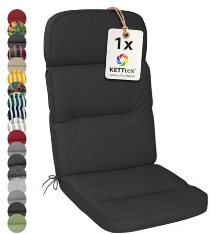 KETTtex EXKLUSIV Auflage Hochlehner anthrazit I Gartenstuhl Polster 123x50x9cm I hochwertige und Pflegeleichte Sesselauflage I Wetter- und formbeständige Stuhlauflage I KTH3 Sitzauflage