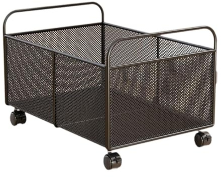 Yajuyi Cestino Portaoggetti in Filo di Ferro Portafrutta con Ruote Contenitore Organizer Patate Snack Cestino Multifunzione per Cucina Camera Da Lett, L