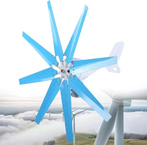Kit de turbina eólica de 12000 W con controlador solar eólico, generador de viento con 8 cuchillas para uso doméstico, kit generador de turbina eólica azul, 110 V