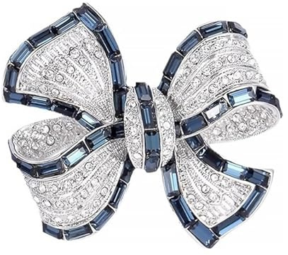 HARY Women's Bow Brooch Pin, Vintage Diamante Brooch Pin Jewelry, Elegant Rhinestone Sparkling Brooch for Women – Classic Dress Accessory for Ladies, Bridal, Formal Wear & Daily Use
