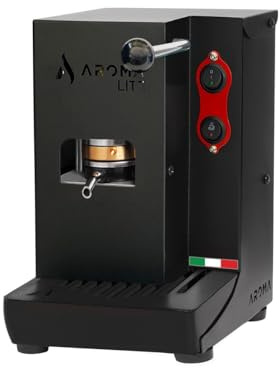 Aroma Lite Macchina Espresso Cialde ESE 44 mm Pressacialda Ottone | Colore Nero, Serbatoio Vetro, Espresso Cremoso Come al Bar, Piccola, Silenziosa, Made in Italy Casa e Ufficio