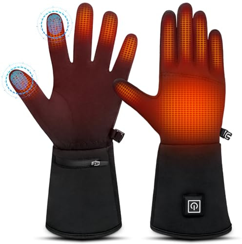 WUEAOA Beheizte Handschuhe, wiederaufladbare, beheizbare Handschuhe, Damen, beheizbare Handschuhe, Herren, Touchscreen, ultraleicht für maximale Geschicklichkeit, zum Tragen alleine oder als