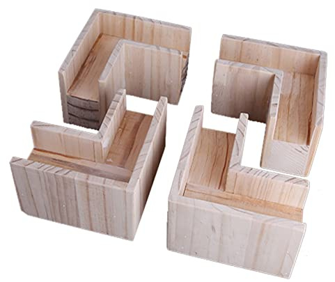 Rialzi per mobili in legno massello, a forma di L, altezza 10 cm, elevatori per gambe di divani e armadietti, e stabile, confezione da 4, perfetti per gambe del tavolo e miglioramento della casa