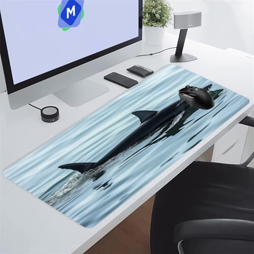 Tappetino Mouse XXL Gaming 1200x600x3 mm Squalo Tappetino per Mouse Grande Cuscinetto per Tastiera Grande da Scrivania Gaming Mousepad Lavabile per Ufficio e casa