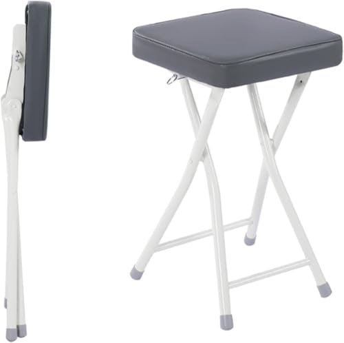 OGYJMSFN Sgabelli da Bar Sgabello pieghevole imbottito quadrato da 19 pollici con poggiapiedi, senza montaggio, sedia da bar pieghevole portatile for cucina,(Grey)