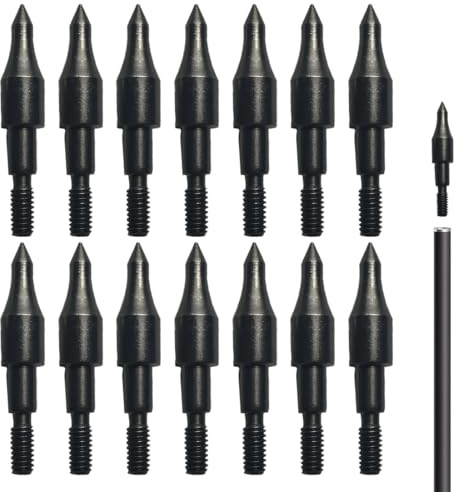 PYEUIFT 14 Stück Pfeilspitzen für Bogenschießen Edelstahl 100 Grains Jagdspitzen Projektilspitzen Zielspitzen Ersatzspitzen für Pfeile Recurvebogen Compoundbogen und Armbrust Erwachsene