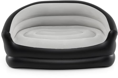 GOPLUS Sofá Inflable para 2 Personas,PVC Superficie de Terciopelo Portavasos y Parches de Reparación, Sofá Perezoso Portátil Uso Interior Exterior para Dormitorio, Playa, Habitación pequeña