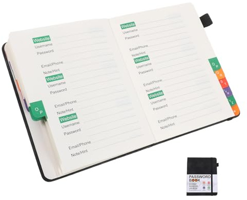 SAFIGLE Cuaderno de Contraseñas y Libreta de Direcciones Pestañas Alfabéticas, Tamaño B6, Registro Portátil para Números Telefónicos y Correos Electrónicos, Pensado para Personas Mayores
