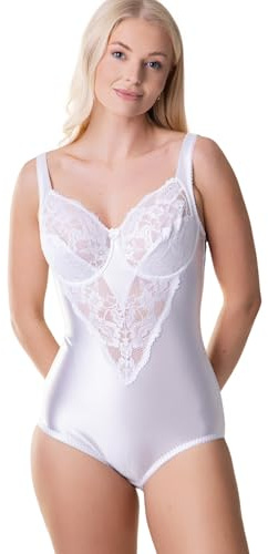 Camille Women's Underwired Shapewear Bodysuit | Floral Lace Tummy Control Body Shaper with Adjustable Straps | Medium Control Underwear for Stomach, Breasts & Hips | Full Figure Support