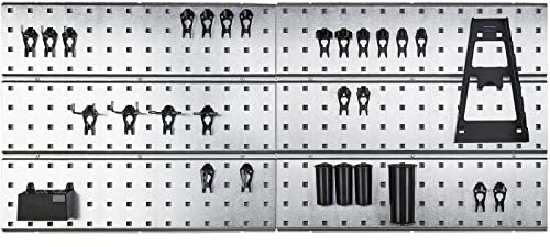 Raaco 2 TWP Set Verzinkte Werkzeugwand, 28 SuperClips - Werkzeughalter | Lochwand Werkstatt mit 28 SuperClips, 104 x 44 cm, 150 kg Tragfähigkeit, Werkzeughalter Wand, Werkstatt Ordnungssystem, Modul