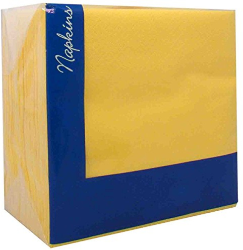 100 x 2ply Daffodil Yellow Napkins 33cm x 33cm | Two ply serviettes in a bright daffodil shade | Folded squares that suit dinners, events, parties, weddings and home dining