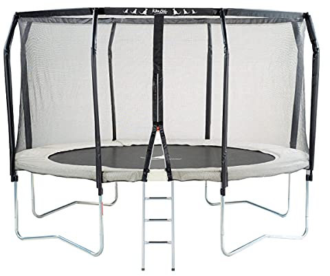 Kangui – Gartentrampolin, rund, Ø 426 cm, mit Sicherheitsnetz + Leiter – hergestellt in Europa – Famili 430