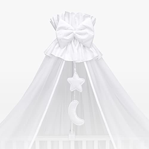 Luxus Babybett Betthimmel/Moskitonetz 480 cm nur Moon – Weiß