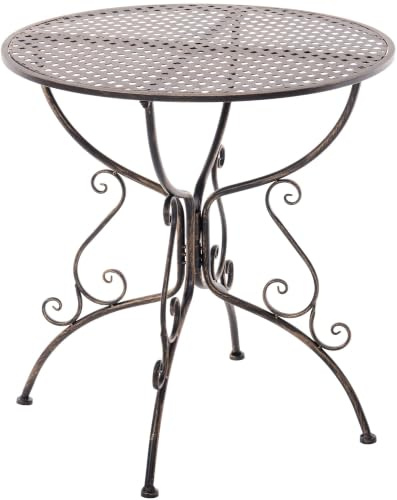 Table de Jardin Ronde AMANDA en Fer Forgé -Table de Bistrot de Style Nostalgique Hauteur 74 cm - Table de Terrasse Diamètre de 70 cm - Solide et Résistante Idéale pour Votre Jardin - Couleur:, Couleur:bronze